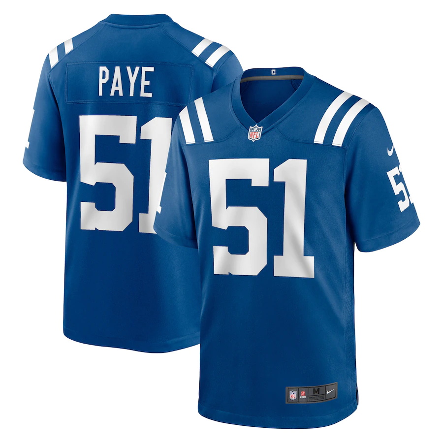 Custom Mens Indianapolis Colts 51 Kwity Paye Nike Royal 2021 NFL Draft First Round Pick Game Jersey